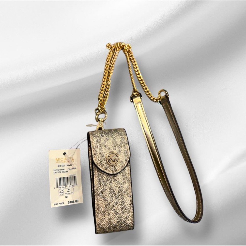 Michael Kors Pale Gold Jet Set Travel Lipstick Holder NWT